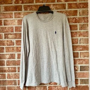POLO Ralph Lauren Men’s Long Sleeve Jersey Knit Top Gray/Navy Pony Large Nice!